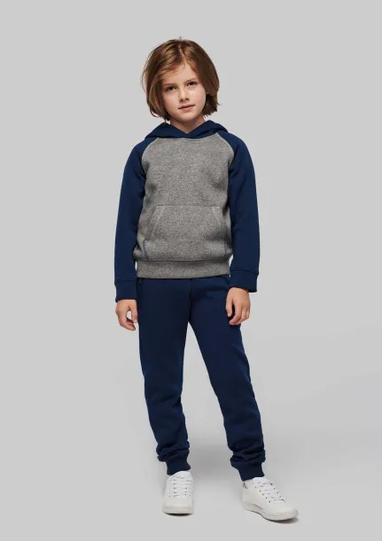  KIDS' TWO-TONE HOODED SWEATSHIRT - Proact Grey Heather Sporty Royal Blue