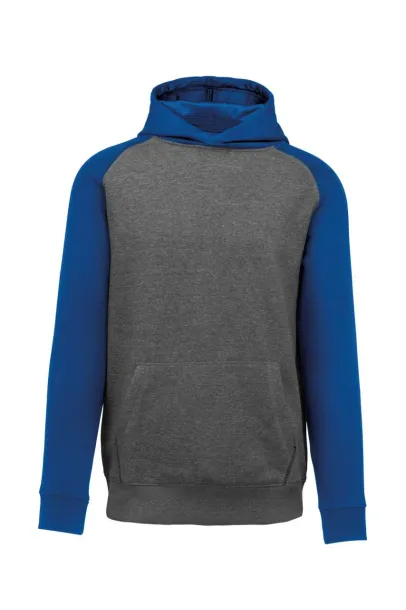  KIDS' TWO-TONE HOODED SWEATSHIRT - Proact Grey Heather Sporty Royal Blue