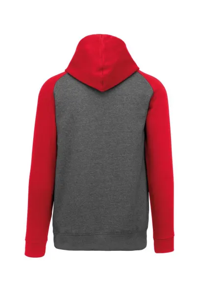  KIDS' TWO-TONE HOODED SWEATSHIRT - Proact Grey Heather Sporty Red