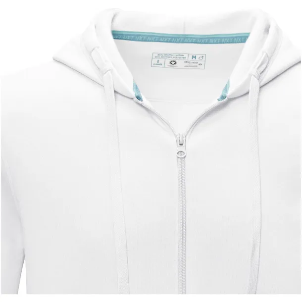 Ruby men’s GOTS organic GRS recycled full zip hoodie - Elevate NXT White