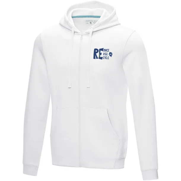 Ruby men’s GOTS organic GRS recycled full zip hoodie - Elevate NXT White