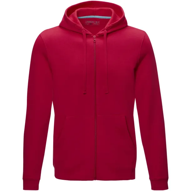 Ruby men’s GOTS organic GRS recycled full zip hoodie - Elevate NXT Red