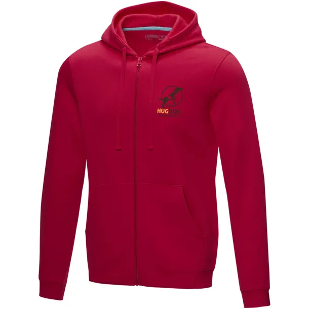 Ruby men’s GOTS organic GRS recycled full zip hoodie - Elevate NXT Red