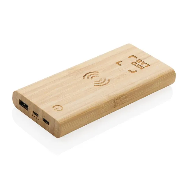  FSC® bežična prijenosna baterija od bambusa, 8 000 mAh - XD Collection Smeđa