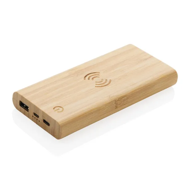  FSC® bežična prijenosna baterija od bambusa, 8 000 mAh - XD Collection Smeđa