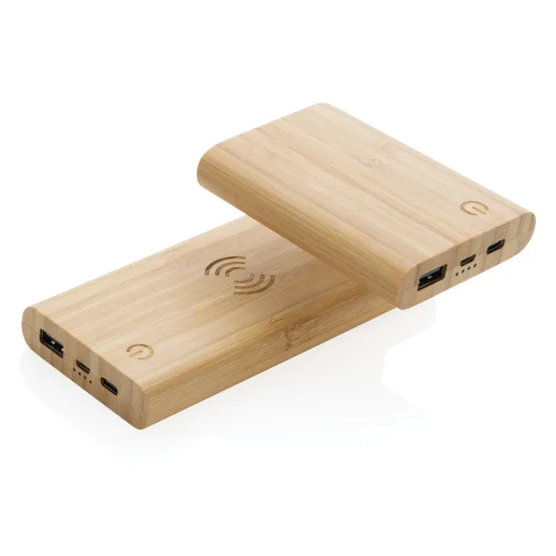  FSC® bežična prijenosna baterija od bambusa, 8 000 mAh - XD Collection Smeđa