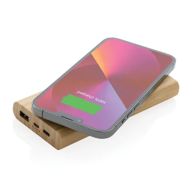  FSC® bežična prijenosna baterija od bambusa, 8 000 mAh - XD Collection Smeđa