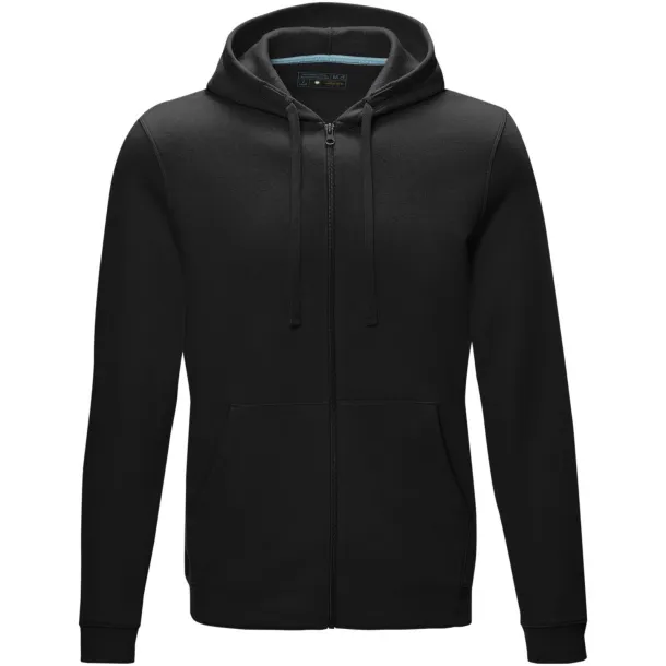 Ruby men’s GOTS organic GRS recycled full zip hoodie - Elevate NXT Solid black