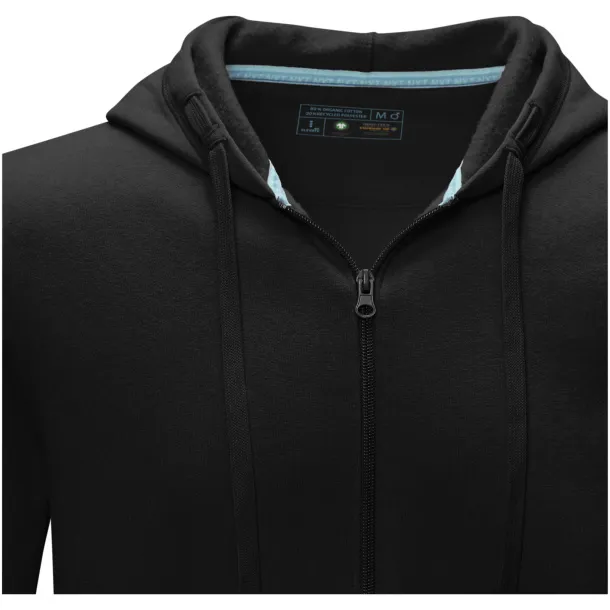 Ruby men’s GOTS organic GRS recycled full zip hoodie - Elevate NXT Solid black