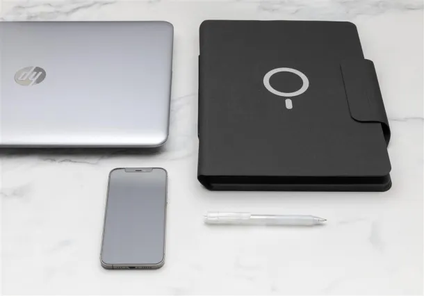  Artic Magnetic 10W wireless charging A4 portfolio - XD Xclusive Black 