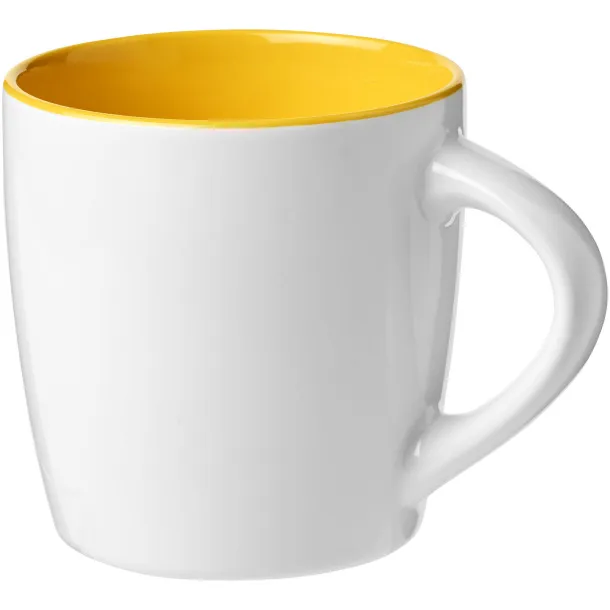 Aztec 340 ml ceramic mug - Unbranded White Yellow