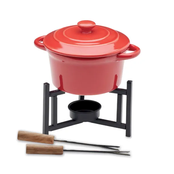 BIG KASE Ceramic fondue set 300 ml Red