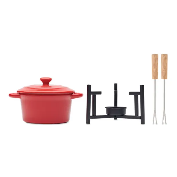 BIG KASE Ceramic fondue set 300 ml Red