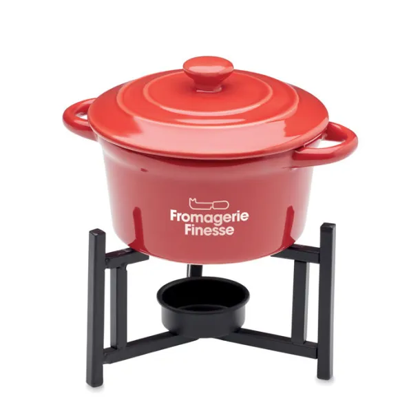 BIG KASE Ceramic fondue set 300 ml Red