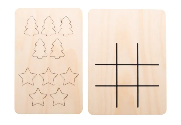 TixTax Christmas tic-tac-toe, star & Christmas tree Natural