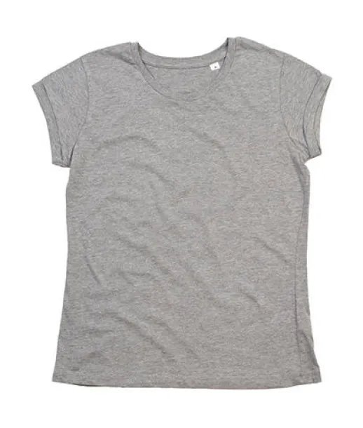  Women's Organic Roll Sleeve T - Mantis Heather Grey Melange