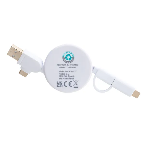  RCS recycled plastic Ontario 6-in-1 retractable cable - XD Collection White 