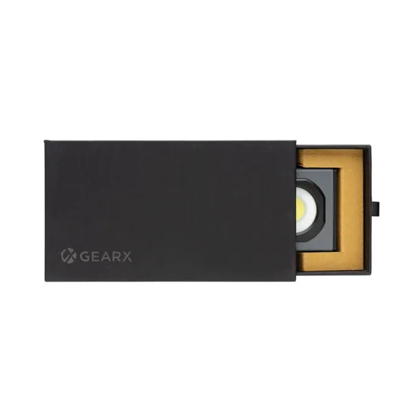  Gear X džepno USB radno svjetlo od RCS reciklirane plastike, 260 lumena - GearX Siva Crna