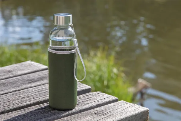  Glass bottle with neoprene sleeve - XD Collection Green 