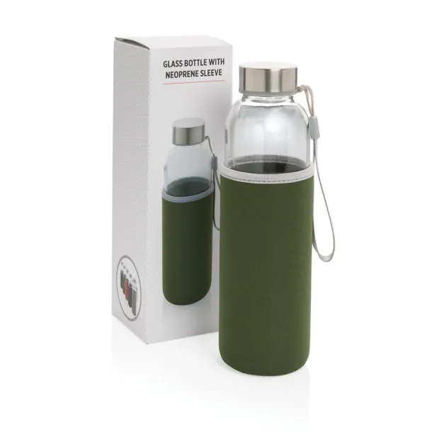  Glass bottle with neoprene sleeve - XD Collection Green 