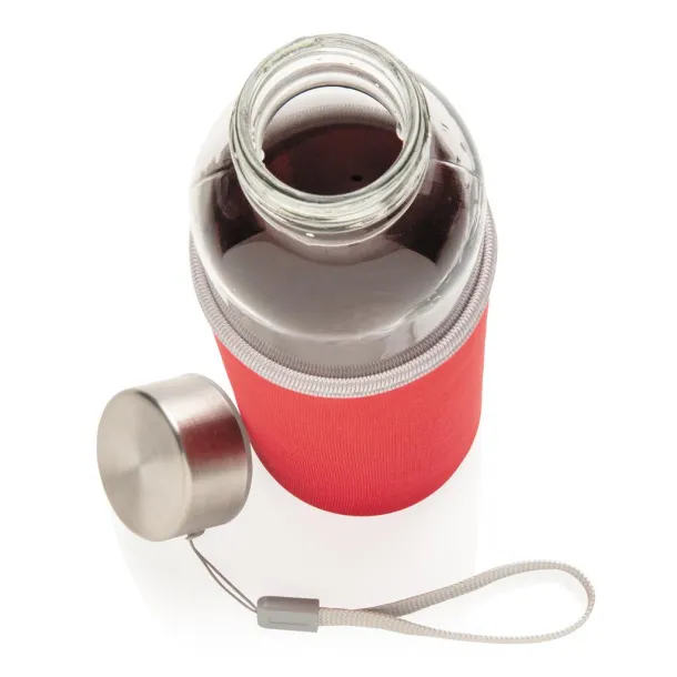  Glass bottle with neoprene sleeve - XD Collection Red