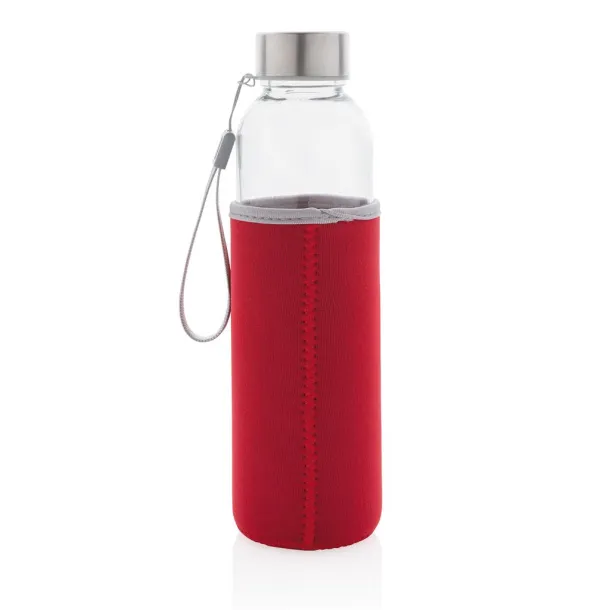  Glass bottle with neoprene sleeve - XD Collection Red