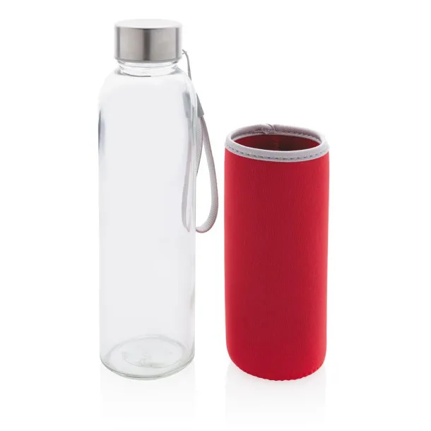  Glass bottle with neoprene sleeve - XD Collection Red