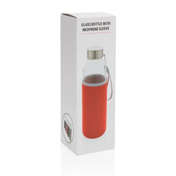  Glass bottle with neoprene sleeve - XD Collection Red