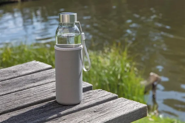  Glass bottle with neoprene sleeve - XD Collection Grey