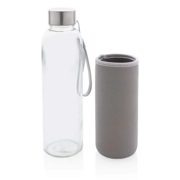  Glass bottle with neoprene sleeve - XD Collection Grey