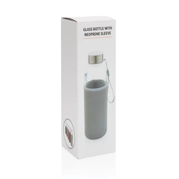  Glass bottle with neoprene sleeve - XD Collection Grey