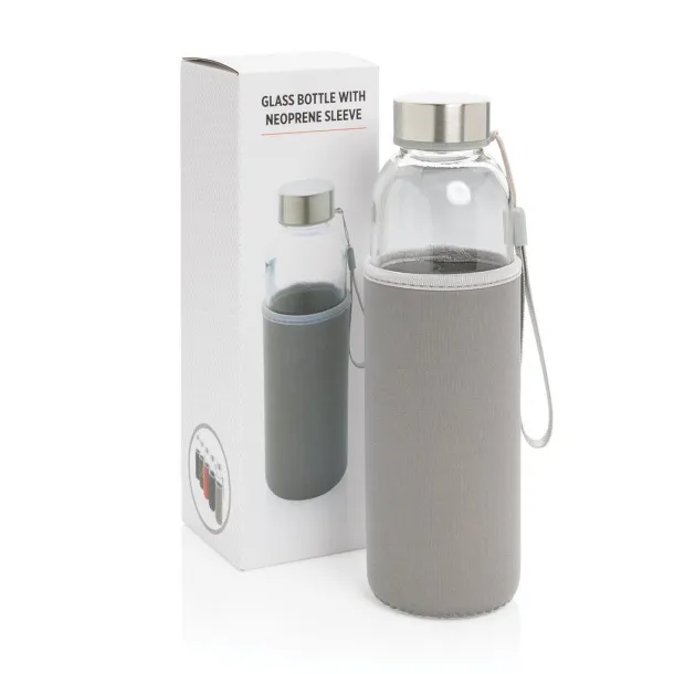  Glass bottle with neoprene sleeve - XD Collection Grey