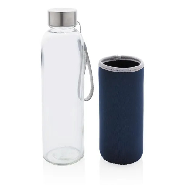  Glass bottle with neoprene sleeve - XD Collection Blue