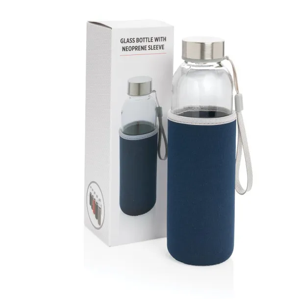  Glass bottle with neoprene sleeve - XD Collection Blue