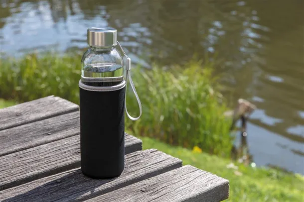  Glass bottle with neoprene sleeve - XD Collection Black