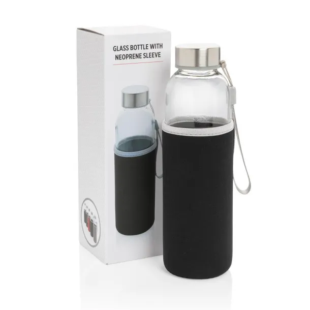  Glass bottle with neoprene sleeve - XD Collection Black