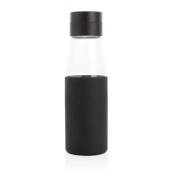  Ukiyo glass hydration tracking bottle with sleeve - Ukiyo Black 