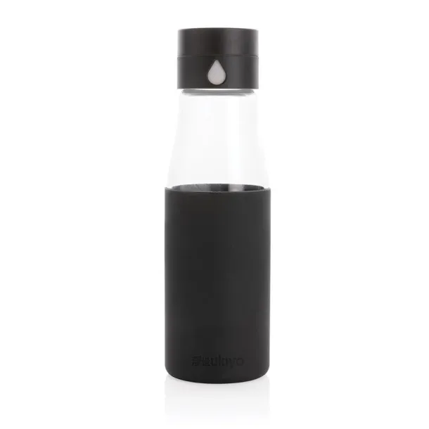  Ukiyo glass hydration tracking bottle with sleeve - Ukiyo Black 