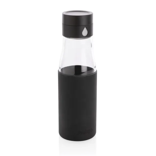  Ukiyo staklena boca za praćenje hidratacije s navlakom, 600 ml - Ukiyo Crna 