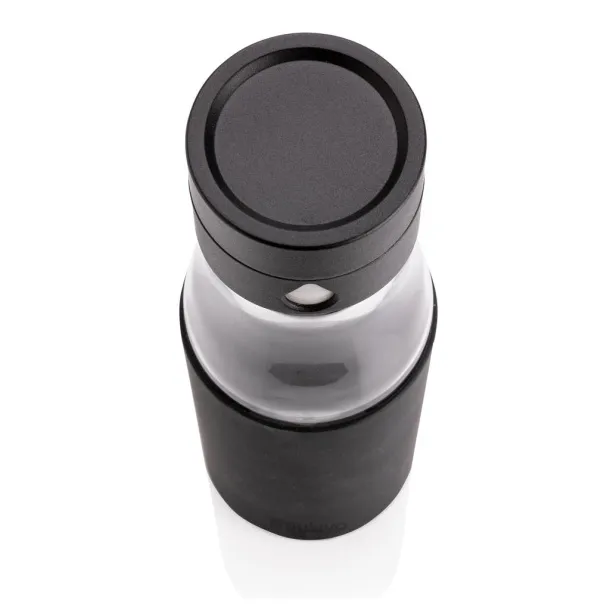  Ukiyo glass hydration tracking bottle with sleeve - Ukiyo Black 