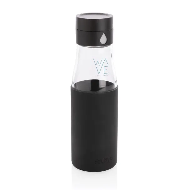  Ukiyo staklena boca za praćenje hidratacije s navlakom, 600 ml - Ukiyo Crna 