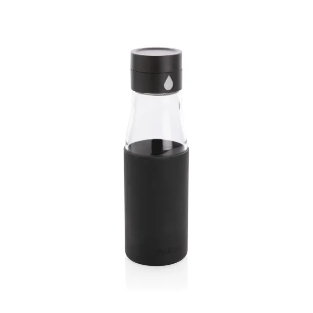  Ukiyo glass hydration tracking bottle with sleeve - Ukiyo Black 