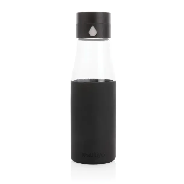  Ukiyo staklena boca za praćenje hidratacije s navlakom, 600 ml - Ukiyo Crna 