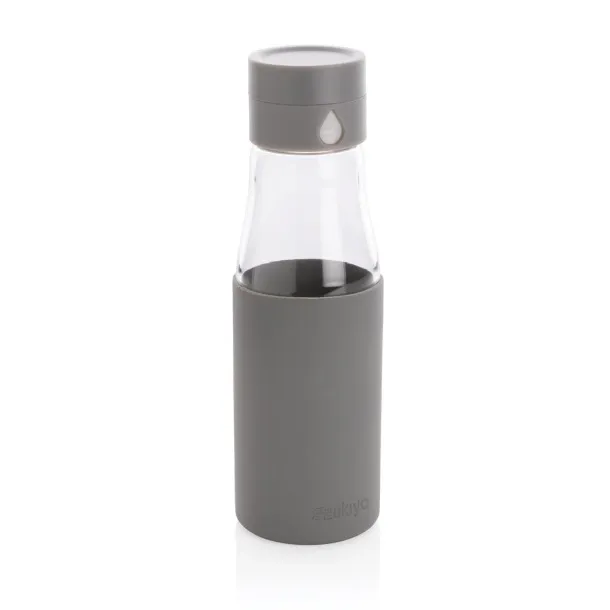  Ukiyo glass hydration tracking bottle with sleeve - Ukiyo Grey 