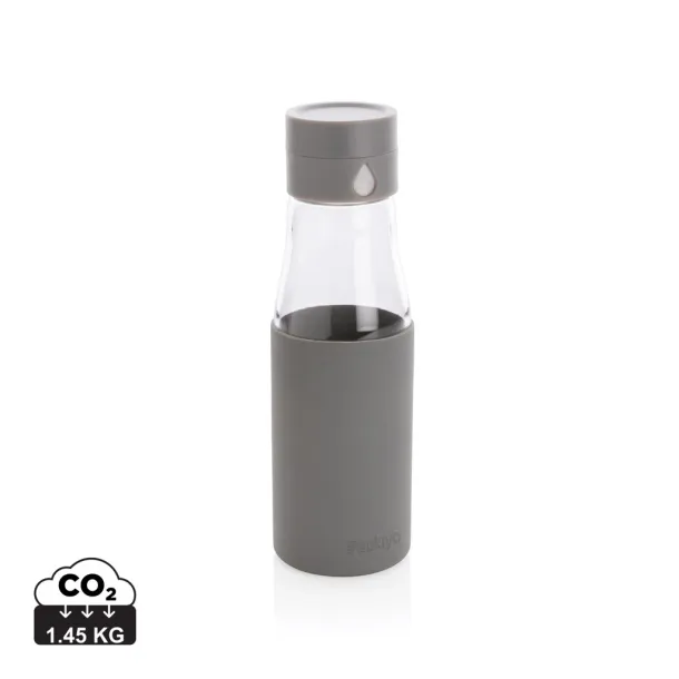  Ukiyo glass hydration tracking bottle with sleeve - Ukiyo Grey 