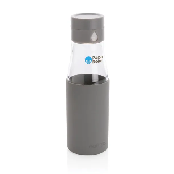  Ukiyo glass hydration tracking bottle with sleeve - Ukiyo Grey 