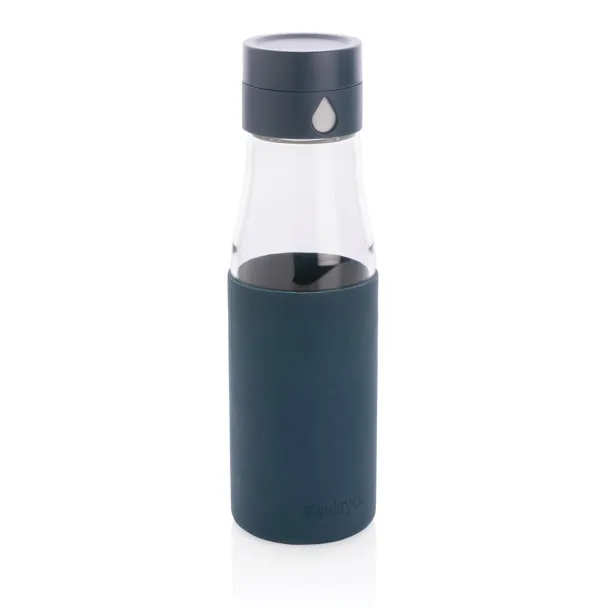  Ukiyo glass hydration tracking bottle with sleeve - Ukiyo Blue 