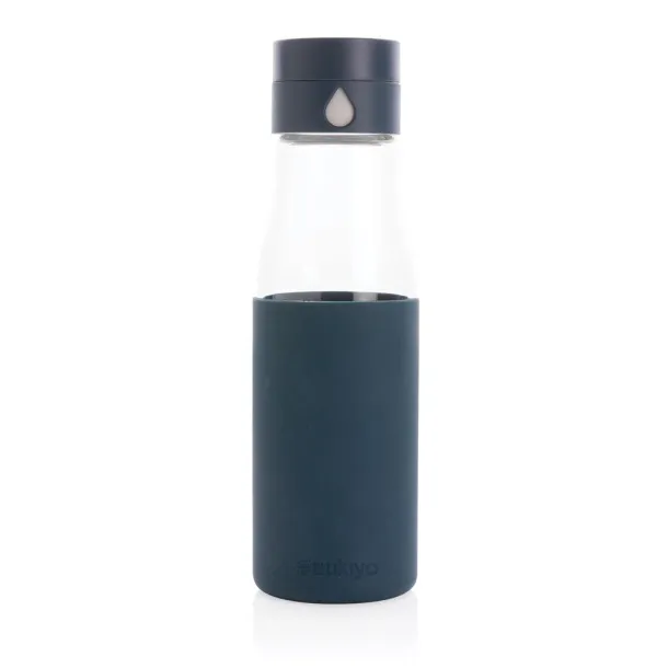  Ukiyo glass hydration tracking bottle with sleeve - Ukiyo Blue 