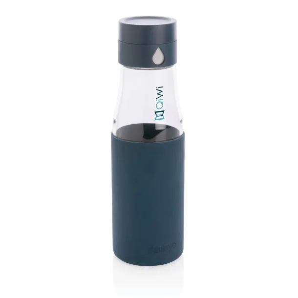  Ukiyo glass hydration tracking bottle with sleeve - Ukiyo Blue 