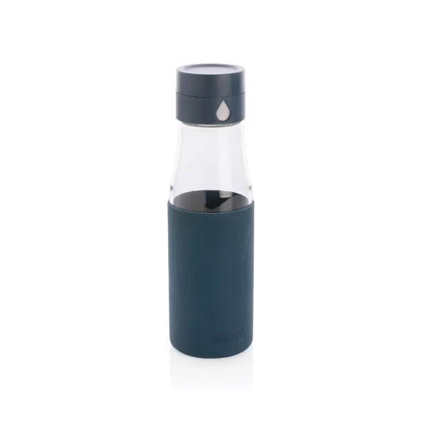  Ukiyo glass hydration tracking bottle with sleeve - Ukiyo Blue 